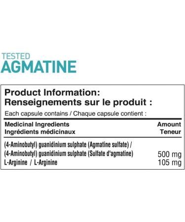 Tested Nutrition Agmatine Capsules | 500mg Agmatine Sulfate & 105mg L-Arginine | Increased Nitric Oxide Production Muscle Pumps & Performance | 60 Servings (120 Capsules) - Buy Online on SooperMarket.com