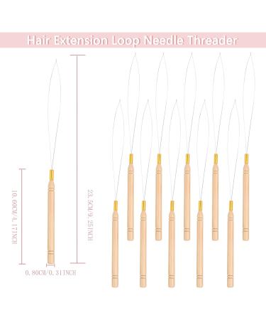 Vlasy Hair Extension Loop Needle Threader Set - 10PCS Micro/Nano Bead Pulling Hook Tools for Hair and Feather Extensions - Buy Online on SooperMarket.com