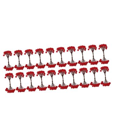 ABOOFAN 400 Pcs Artificial Berries Christmas Berries Christmas Ornament Simulation Red Berry Artificial Flower Decor Red Berry Adornments Simulated Red Berry Double Head Plant Foam