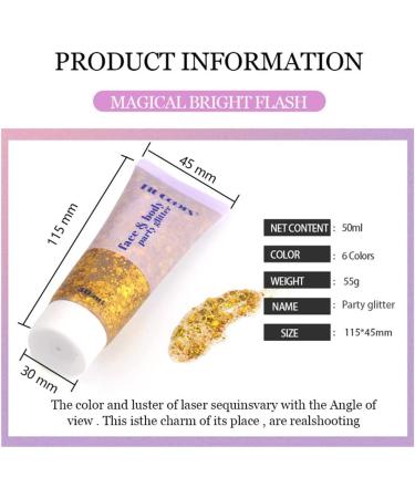 Turelifes Chunky Glitter Gel - Festival Body, Hair, and Nail Makeup - 50ml Liquid Eyeshadow in Green - Long Lasting and Easy to Apply - Buy Online on SooperMarket.com