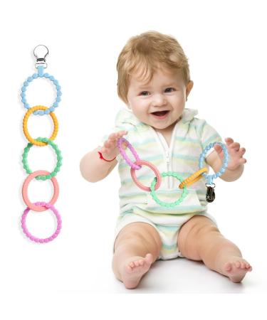 Ainiv pearl bite ring bracelets silicone bite ring baby dental aid for children baby biting toys bpa-free teeth only accessories for 3+ months babies small children sensory molar toy 5pcs