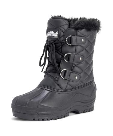 POLAR Womens Mid Calf Mountain Walking Tactical Waterproof Boots 8 Black Leather