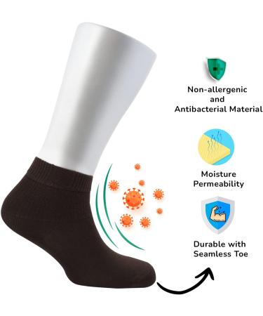 Cosyfeel Women Loose Diabetic Socks | 4-Pack Neuropathy Ankle Socks for Ladies | Super Soft Eco-Friendly Bamboo Material | Durable with Seamless Toe | Multicolour Patterns | 4 Seasons 7-9 1/2 DARK BROWN - Buy Online on SooperMarket.com