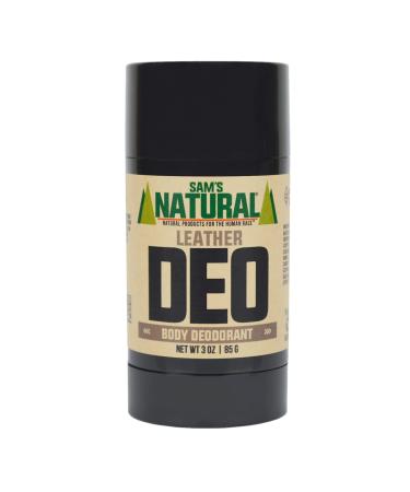 Sam s Natural Deodorant - Leather - Aluminum Free DEO - No phthalates parabens sulfates or dyes - Made in New Hampshire - For Men Women Unisex - Vegan Cruelty Free - 3 oz
