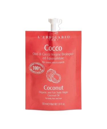 LErbolario Organic and Fair Trade Virgin Oil Coconut 1.6 oz - Face Oil - With Pure Coconut Oil - For Face Body and Hair - Hydrating - Cruelty-Free