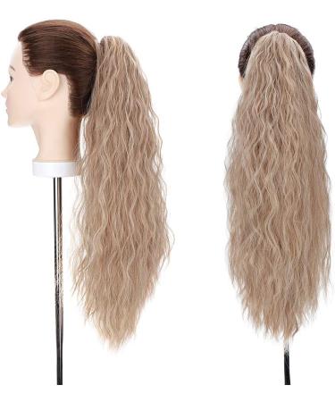 24" Corn Wave Ponytail Extension Claw Clip on Ponytails Wavy Curly Hair Extensions Jaw Pony Tail Hairpiece Light ash Brown mix Bleach Blond 24inch (Pack of 1) Yaki-Light ash Brown mix Bleach Blond - Buy Online on SooperMarket.com