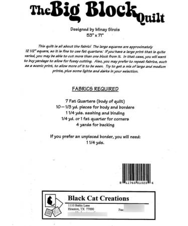 Big Block Quilt Pattern for Large Prints - 53x71 inch Finished Size - Buy Online on SooperMarket.com