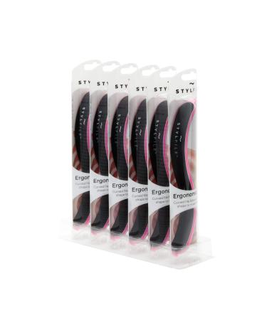 StylFile 6-Pack Curved Nail File with 240/400 Grit for Manicures - Professional 3-in-1 Emery Boards for Nails with Cuticle Pusher Under-Nail Skimmer - Premium Nail Products and Nail Essentials