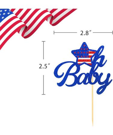 24Pcs Oh Baby Independence Day Cupcake Toppers 4th of July Cake Toppers for Oh Baby Cake Toppers for USA Day Patriotic Baby Shower Party Supplies (Oh Baby) - Buy Online on SooperMarket.com