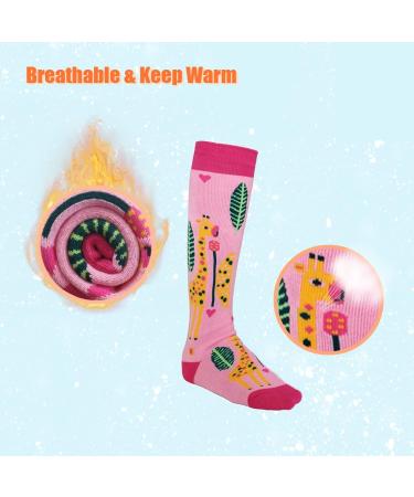 Kids Ski Socks - Winter Warm Thick Thermal Long Socks for Skiing & Snowboarding - Pink - Buy Online on SooperMarket.com