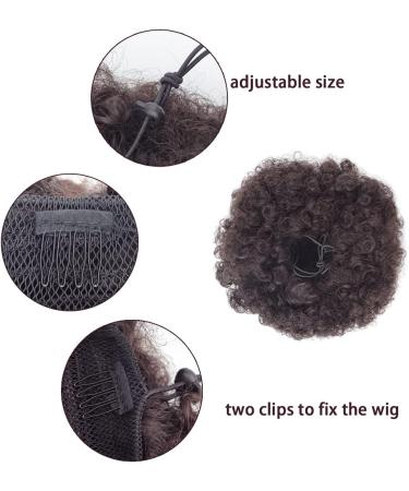 Short Afro Kinky Curly Drawstring Ponytail Extension - Medium 2# | Natural Hair Clip On Bun Hairpiece - Buy Online on SooperMarket.com