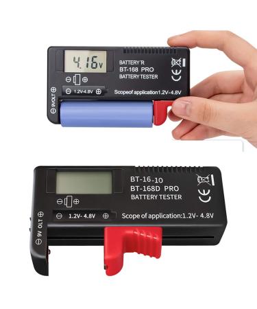 ZffXH Battery Tester 2 PCS for 9V 3.7V 1.5V AA AAA Cell C D 18650 Battery Easy to Read Digit Indicates(BT-168 PRO)