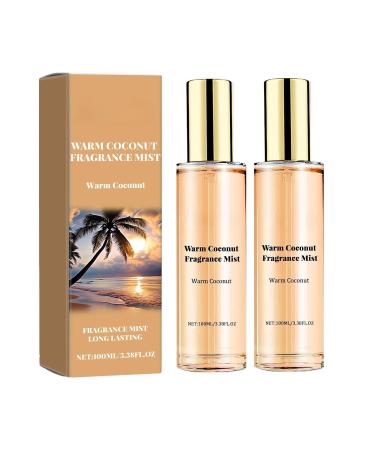 Warm Coconut Fragrance Mist Skin Body Mist Intimate Partner Perfumes for Women Long Lasting Fresh Perfume Spray Portable Natural Non-Greasy Dating Fragrance Warm Coconut (2 Pcs)