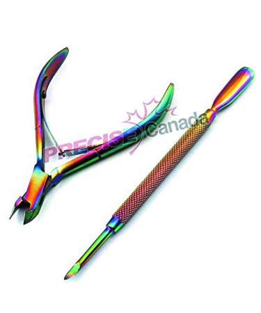 Precise Canada: Cuticle Pusher Remover With Nipper Colorful Stainless Steel Manicuring Nail Art Tool Set #4
