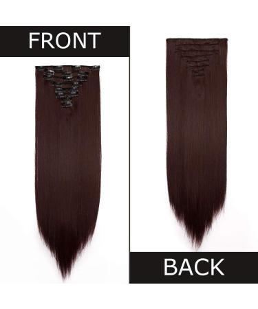 23 Dark Wine Red Clip-In Hair Extension - 8 Pcs Synthetic Hair, 23 Inch Straight - Buy Online on SooperMarket.com