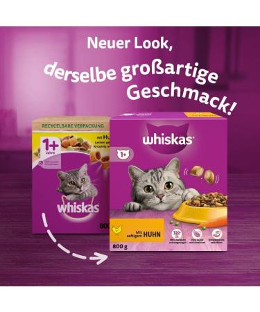 Whiskas Adult 1+ Dry Cat Food Chicken - 5x800g Packs - Premium Dry Food for Cats - International Shipping Available - Buy Online on SooperMarket.com