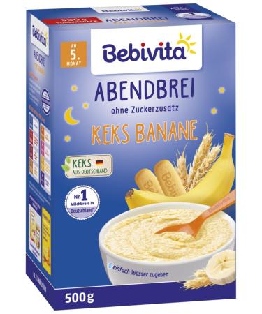 Bebivita evening porridge biscuit-banana - after the 4th month pack of 2 (2 x 500g) Fruit 500 g (pack of 2)