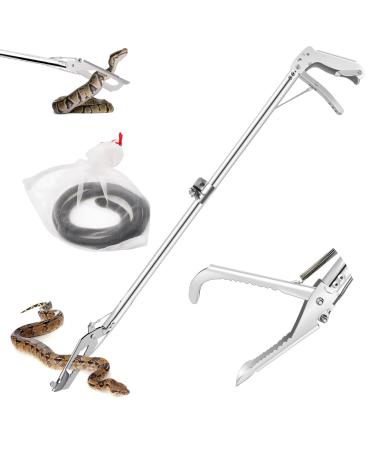GMStahlei 60" and 47" Snake Tongs Professional All-Aluminum Alloy Snake Tong Reptile Grabber Rattle Snake Catcher Wide Jaw Handling Tool with Lock Snake Bag is Also Included (60") 60 Inches