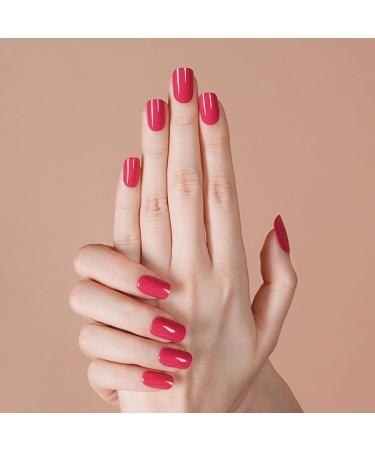 Foyute Semi Cured Gel Nail Strips 20 Pcs Soft Self-Adhesive Gel Nail Polish Wraps Sticker for Salon-Quality Manicure Set Long Lasting Easy to Apply & Remove Nail File & Wooden Stick (Red) - Buy Online on SooperMarket.com