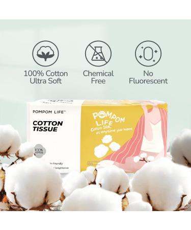 POMPOM LIFE Facial Cleansing Wipes Disposable Cotton Wet and Dry Wipes Biodegradable Face Wipes Large Soft 200 Pieces Cleaning Cloth Suitable for Sensitive Skin - Buy Online on SooperMarket.com