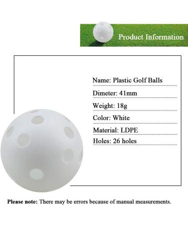 FUNZON Practice Golf Balls 25 Pack - Lightweight Plastic Airflow Hollow Balls for Driving Range & Swing Training - Indoor/Outdoor Use - White - Buy Online on SooperMarket.com