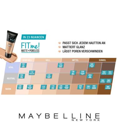 Maybelline Fit Me Matte & Poreless Makeup No. 102 Fair Ivory - Lightweight Liquid Foundation for All Skin Tones 30ml | International Shipping Available - Buy Online on SooperMarket.com