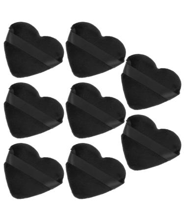 Uonlytech 8pcs Face Puff Heart Shaped Makeup Puff Makeup Puffs for Face Cosmetic Black