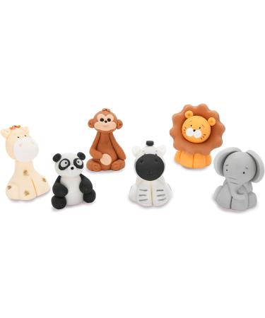 Personalised Animals Cake Toppers Set Edible Panda Lion Zebra Elephant Giraffe Monkey Decorations with an Edible Glue Set of 5 - Buy Online on SooperMarket.com