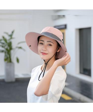 NPQQUAN Sun Hat for Women Men - 2 PCS Wide Brim UPF 50+ Fishing Bucket Beach Hats with Ponytail Hole - Pink/Grey - Buy Online on SooperMarket.com