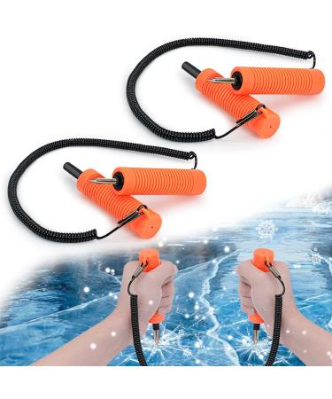 Retractable Ice Awls, Ice Picks Kit, Ice Fishing Safety Picks Tool Ice Breaking Accessories Set Portable Emergency Gear Fit for Skating, Sled, Walking On Ice, Flexible Tip Protective Cover Design 2p color