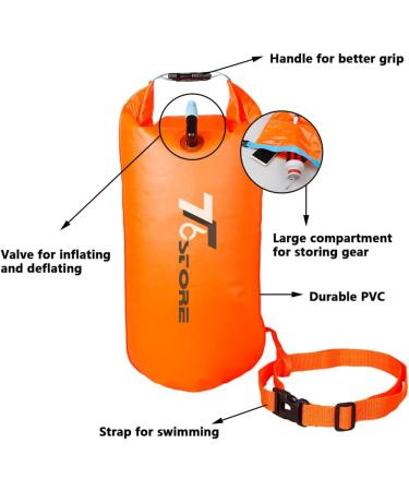 T6 20L Swim Buoy Dry Bag - Waterproof Safety Float for Water Sports and Camping - Orange - Buy Online on SooperMarket.com