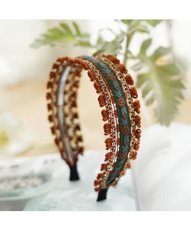 JSGHGDF Elegant Wide Hair Bands Photo Booth s Wide Headband Party Headpiece Garland Floral Headband for Music Festivals Coffee - Buy Online on SooperMarket.com