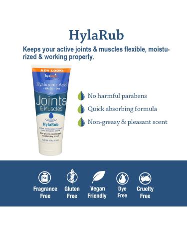 Hyalogic Hyaluronic Acid HylaRub - Non-Greasy Muscle & Joint Cream | Paraben-Free Skin Care with Hyaluronic Acid CMO & Emu Oil (6oz) - International Shipping Available - Buy Online on SooperMarket.com