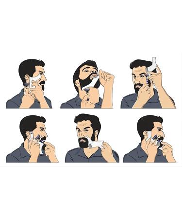 Men's Beard Shaping Tool with Inbuilt Comb - Clear 2pcs | Styling Comb for Goatee Mustache Sideburns | Jaw Cheek/Neck Line Templates for Symmetric/Curve/Step Cut - Buy Online on SooperMarket.com