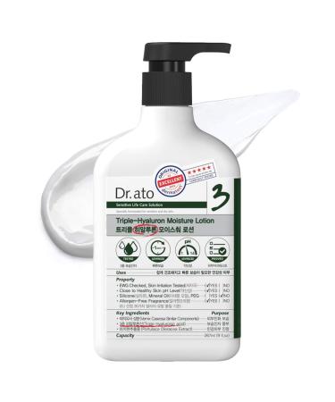Medience DR.ATO Triple-Hyaluron Moisture Lotion 10.5 fl.oz. - pH5.5 Body and Face Baby  Infant  Kids Moisturizing Lotion with 3 Types of Hyaluronic Acid for Dry Skin - Derma Tested  Paraben Free