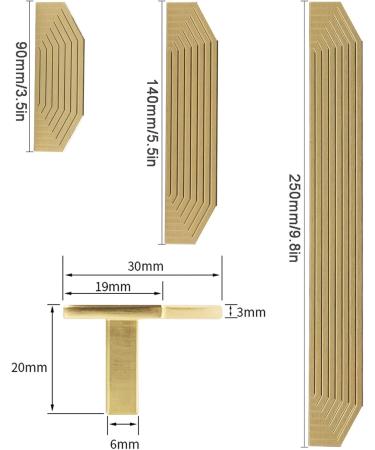 Cupboard Handles Copper Knobs 2Pack Gold Drawer Knobs Zinc Alloy Pull Handles Decorative Furniture Pull Knobs Bedroom Wardrobe Door Pulls for Kitchen Cupboard Cabinet with Screws 250mm(9.8in) ((Size 140mm(5.5in) - Buy Online on SooperMarket.com