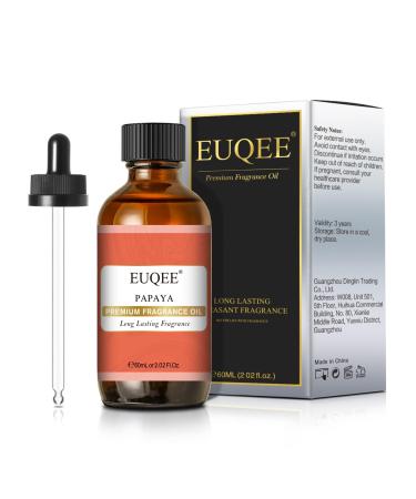 EUQEE Papaya Fragrance Oil 60ml Premium Grade Aromatherapy Fragrance Oils Essential Oils for Diffusers for Home DIY Candle Making Papaya 60.00 ml (Pack of 1)