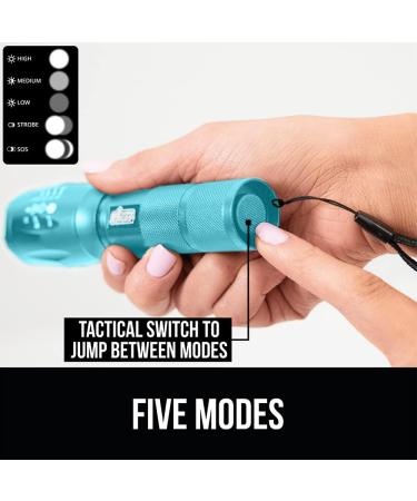 Gorilla Grip LED Tactical Flashlight - Ultra Bright, High Lumens, 5 Modes, Long Lasting, Water Resistant - 750 FT Zoom, Camping and Emergency Gear (Turquoise) - Buy Online on SooperMarket.com