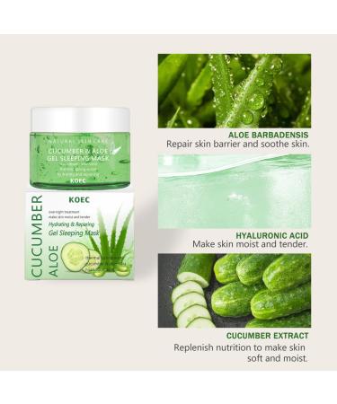 Hydrating Hyaluronic Acid Face Mask | Cooling Gel with Cucumber Extract | Overnight Moisturizer for All Skin Types | Deep Hydration & Acne Improvement - Buy Online on SooperMarket.com
