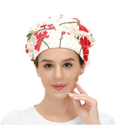 MUKJHOI Adjustable Flower Leaves Working Cap for Women Men - Sweatband Bouffant Hat - Buy Online on SooperMarket.com