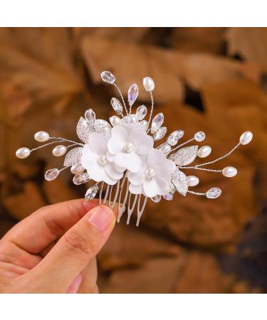 IYOU Princess Wedding Hair Combs White Flower Headpiece Pearl Bridal First Communion Hair Accessories for Girls - Buy Online on SooperMarket.com