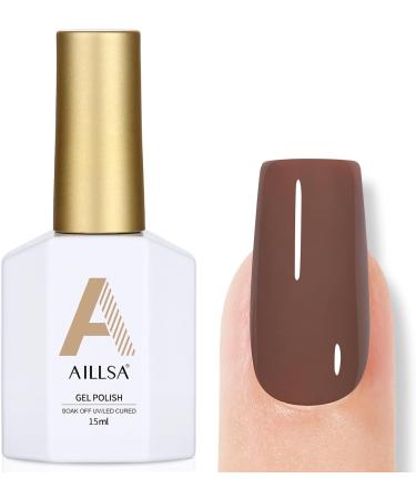 AILLSA Brown Gel Nail Polish 15 ML - Coco Color Dark Brown Varnish for Salon & Home Use - Buy Online on SooperMarket.com