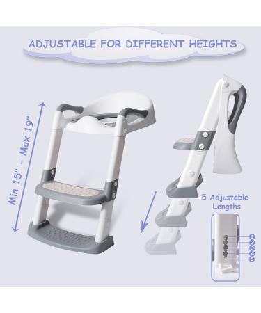 Potty Training Seat with Step Stool Ladder-Double Elite (Grey) - Comfortable Toilet Seat for Kids Boys Girls Toddlers - Foldable & Anti-Slip - Buy Online on SooperMarket.com
