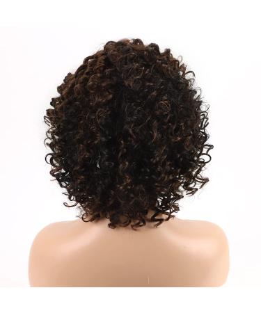 XIUFAXIRUSI Short Curly Afro Wig for Black Women - Brown Kinky Curly Synthetic Hair with Side Bangs - Buy Online on SooperMarket.com