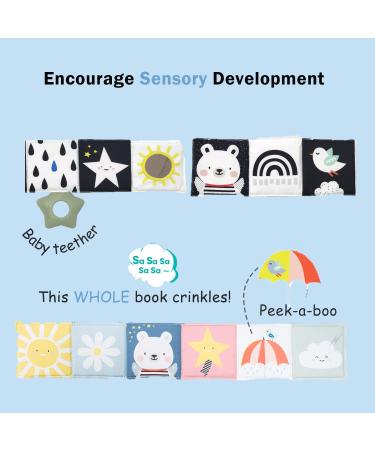 Baby Steps Angel Bear Black White High Contrast Baby Soft Cloth Book Tummy Time Toys Baby Safe Mirror Teether Early Educational for Infants Toddlers Sensory 0-3 Yrs Newborn Crinkle Book for Babies - Buy Online on SooperMarket.com