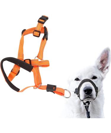 Dog Handlebars with Seat Belt - XL Orange Pet Halter for Safe Outdoor Walking | Prevent Pulling - Buy Online on SooperMarket.com