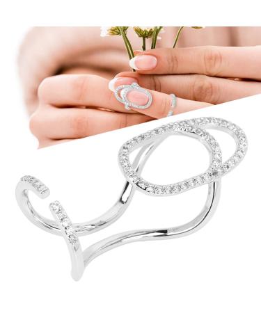 Fingernail Opening Rings Nail Decoration Finger Tip Rings Adjustable Fashionable Fingernail Jewelry Decorations Fingernail Protective Fingernail Opening Ring BandsRings(3048 Platinum)