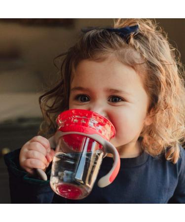 Nuby 360 Edge 2 Stage Drinking Rim Cup with Removable Handles & hygienic Cover: 8 Oz/ 240 Ml  12M+  Red (80660)
