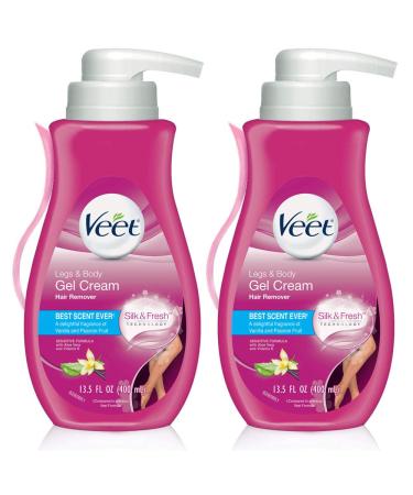Hair Removal Cream  VEET Silk and Fresh Technology Legs & Body Gel Cream Hair Remover, Sensitive Formula with Aloe Vera and Vitamin E, Pump Bottle, 13.5 Fl Oz (Pack of 2)