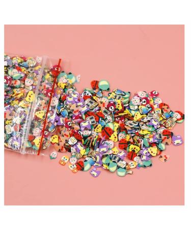 Egurs 1000pcs 3D Nail Art Polymer Clay Slices Colorful Soft Clay Beads Nails Sticker Nail Art Decoration Crafts Animal